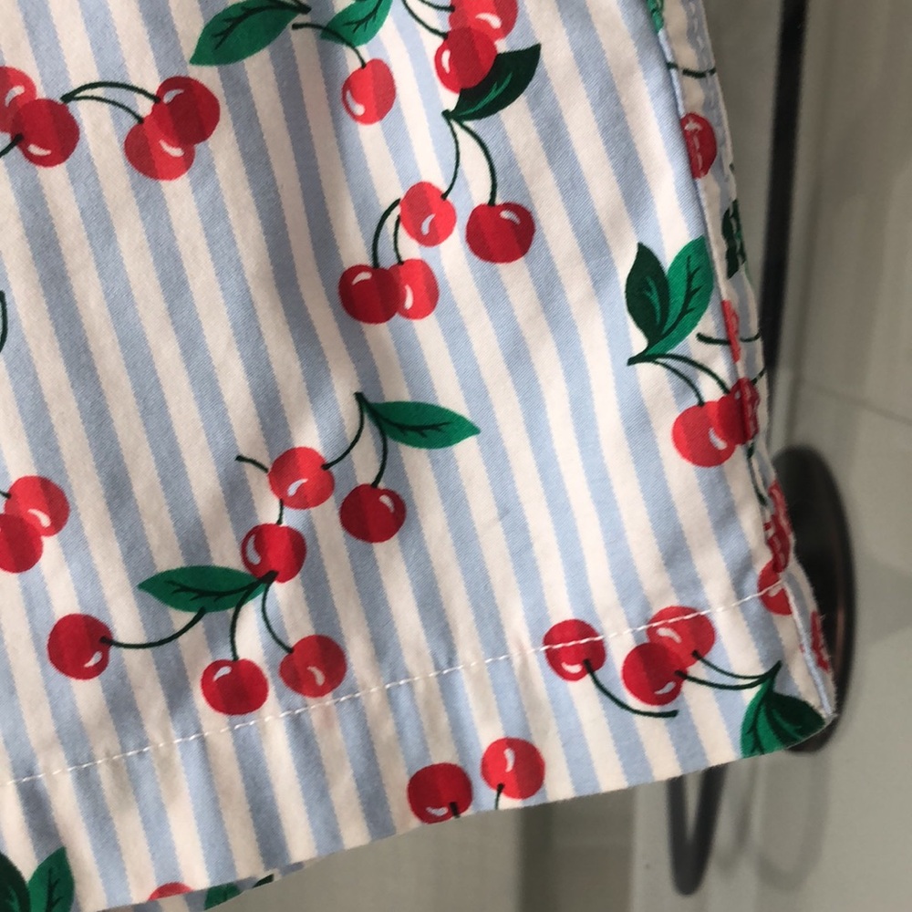 Crown & Ivy Caroline cherry blue striped summer shorts 6 rockabilly retro - Picture 4 of 8